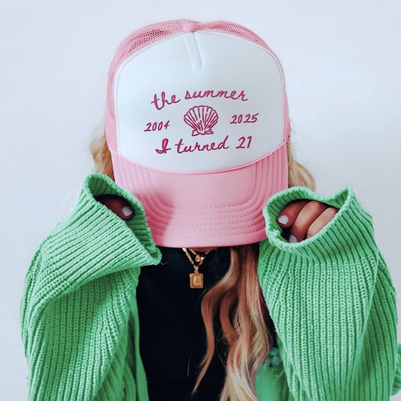 Custom Summer I Turned 21 Hat, Pretty 21st Birthday Otto Trucker