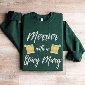 Spicy Marg Christmas Sweatshirt, Xmas Margarita Lover Sweater, Christmas Cocktail Crewneck, Holiday Group Matching Margarita Sweatshirts