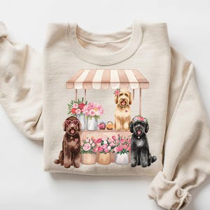 Doodle Valentine Day Sweatshirt, Flower Shop Labradoodle Mom Sweater, Vday Golden Doodle Lover Gift, Floral Doodle Dog Mom Crewneck