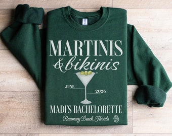 Dirty Martinis and Bikinis Sweatshirt, Beach Bachelorette Crewneck, Martini Matrimony Bach Sweater, Bridal Party Gift, Tini Time Bride Top