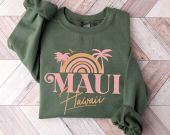 Retro Maui Sweatshirt, Aesthetic Hawaii Crewneck, Preppy Maui Girls Trip Shirt, VSCO Maui Bachelorette Party Sweater, Maui sunset Tee gift