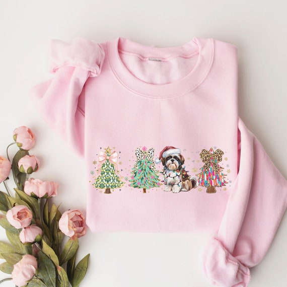 Christmas Tree Shih Tzu Sweatshirt, Merry Shih Tzu Dog Mom