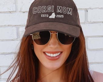 Corgi Dog Mom Corduroy Embroidered Hat, Custom Corgi Dog Dad Cap, Corgi Dog Lover Gift, Dog Mom Gift, Embroidery Pet Owner Birthday Gift