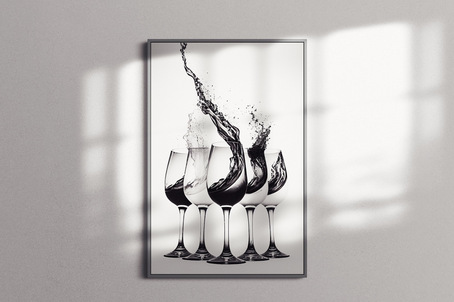 Bar Art Wine Glasses Black and White Bar Cart Art Etsy