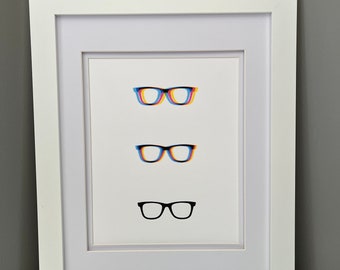 Photo de lunettes imprimable. Cabinet d'optométriste, décor d'ophtalmologiste, cabinet d'opticien. Lunettes de vue