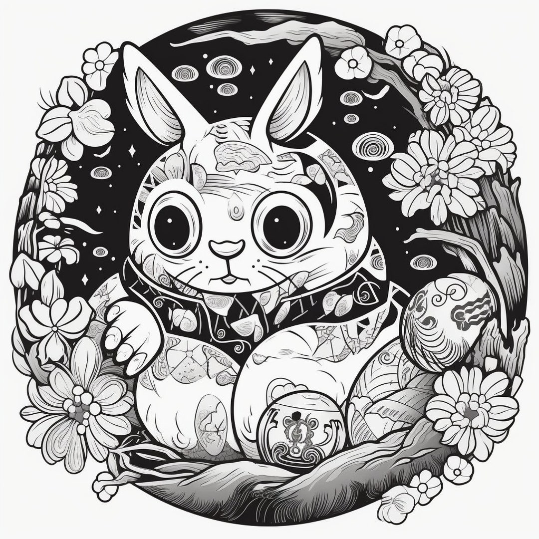 Buy Rabbit Daruma Coloring Page for Children and Adults Online in India