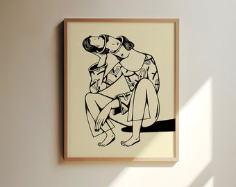 Monochrome Surreal Illustration Art Print: Minimalist Wall Decor (UNFRAMED)