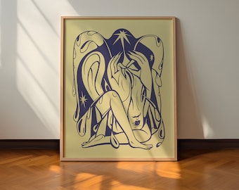 Wall Art - "Starseed" Print Archival Quality Giclee Poster Star Crying Child line Illustration Wall decor UNFRAMED