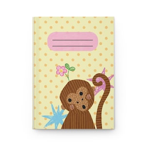 Playful Flower Monkey Hardcover Journal | Lined Notebook