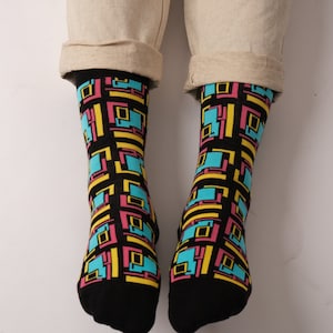 Black Geometric Unisex Socks