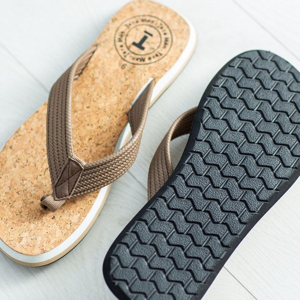 Cork Eco-Friendly Men's Flip Flops, Cork Eco Beach Sandals, Eco holiday Flip Flops , Vegan Flip Flops, Ethical Natural Cork pool Slippers