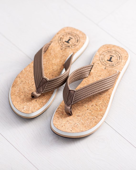 Cork Eco Friendly Men s Flip Flops Ethical Men s Vegan Flip Flops Non plastic Cork Eco Holiday Sandals Cork Sustainable Eco Flip Flop Etsy UK