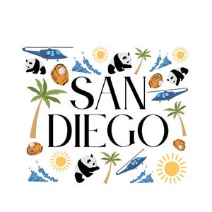 Impression San Diego | Carte de voeux imprimée | Voyage San Diego | Impression de Californie du Sud pour un enterrement de vie de jeune fille ou un itinéraire