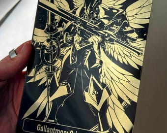 Quadro su specchio acrilico Gallantmon Crimson Mode, 5 x 7 pollici / Decorazione murale Digimon Dukemon in nero e oro