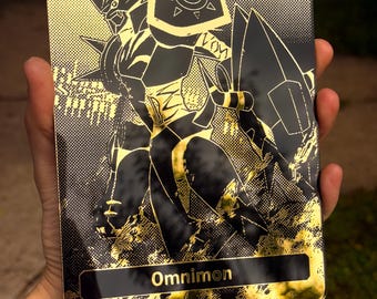 Quadro su specchio in acrilico di Omegamon, 5 x 7 pollici / Decorazione murale Digimon Omegamon nera e oro / Espositore per fan di anime, regalo per collezionisti
