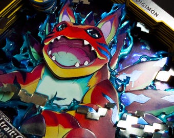 Digimon Story: Time Stranger Elecmon 3D Trading Card - Hand-crafted shadowbox