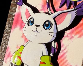 Gatomon - Vintage Digimon Trading Card Alter (minimalist)