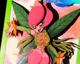 Lillymon - Vintage Digimon Trading Card Alter (minimalist)