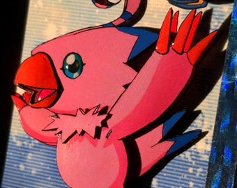 Handmade Biyomon Digimon Card Shadowbox - Original Animated Series