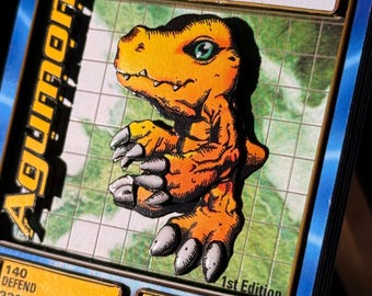 One-of-a-Kind Hand-Crafted 3D Agumon Digimon Card