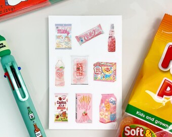 Asian snacks sticker sheet - Deco Stickers, Korean Stationery, Polco Deco, Journaling , Penpal, Planner Stickers, Phone Stickers