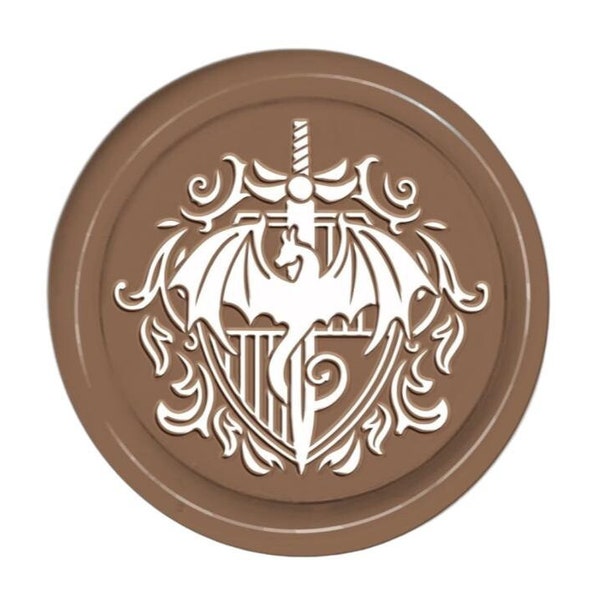 Fourth Wing Dragon and Shield Wax Seals ~ Peel and Stick ~ Wedding Invitations, Party Invitations, Multiple Colors, FREE SHIPPING