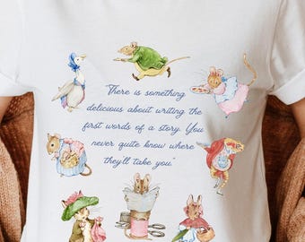 Beatrix Potter Writer Tee Shirt, Children's Literature Tshirt, Classic Book Illustrations, Literary T-Shirt, Bookworm Present, Bookish Gift,