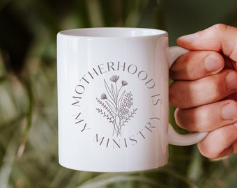 La maternité est ma tasse du ministère, cadeau SAHM, maman école à la maison, tasse femme au foyer, maman au foyer, tasse à café Christian Mama, cadeau de fête des mères,