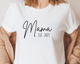 Maglietta Mama Est 2023, maglietta personalizzata per una neomamma, magliette per la festa della mamma, regalo per la mamma, festa della mamma, regali per la futura mamma, fondata nel 2023