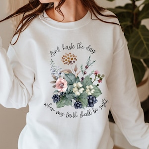 It is Well With My Soul Sweatshirt, Floral Hymn Crewneck, Christian Women&#39;s Sweatshirt, Faith Based Shirt, Religious Pullover, Walk by Faith