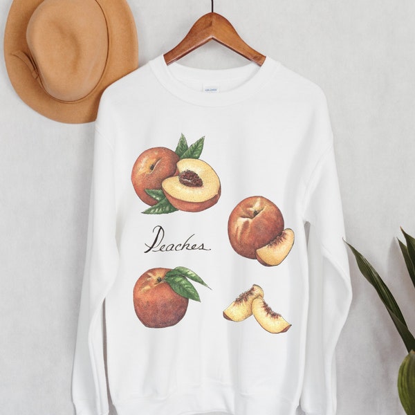 Peaches Sweatshirt, Vintage Peach Crewneck, Coquette Aesthetic, Cottagecore Women's Sweater, Botanical Georgia Pullover, GA Lover Shirt,