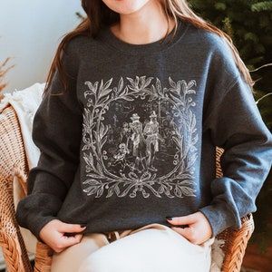 Felpa con cappuccio vittoriana per le feste, A Christmas Carol, maglione di Charles Dickens, girocollo con tema letterario classico, maglietta con simpatico regalo di libri