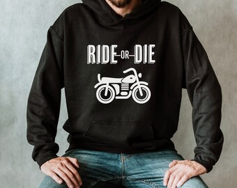 バイク乗りへのギフト、バイク乗りへのギフト、バイカーパーカー、面白いギフト、バイカースウェットシャツ、ライドオアダイTシャツ、