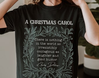 Victorian Bookish Tee Shirt, A Christmas Carol, Charles Dickens T-shirt, Classic Literature Tshirt, Cute Literary Book Gift,Ebenezer Scrooge