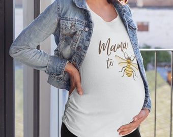 Mama zu Biene Shirt, Schwangerschaft offenbaren Shirt, Schwangerschaft Ankündigung Shirt, Baby-Dusche-Geschenk, Honigbiene Shirt, süße Mutterschaft Tee
