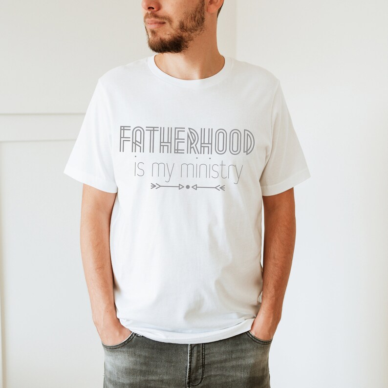 Fatherhood is My Ministry Tee Shirt, Father's Day Gift, Present for Christian Dad, Daddy T-Shirt, Raising Arrows Tshirt, Psalm 127 Tee, White