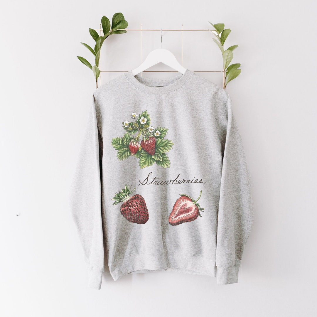 Botanical Strawberry Sweatshirt, Vintage Berry Crewneck, Coquette ...