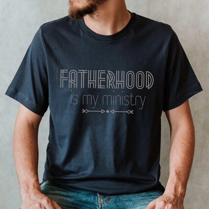 Fatherhood is My Ministry Tee Shirt, Father's Day Gift, Present for Christian Dad, Daddy T-Shirt, Raising Arrows Tshirt, Psalm 127 Tee, Heather Navy