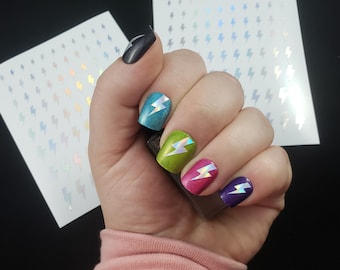 Holographic Lightning Bolts Nail Art Vinyl Sheet Nail Stickers