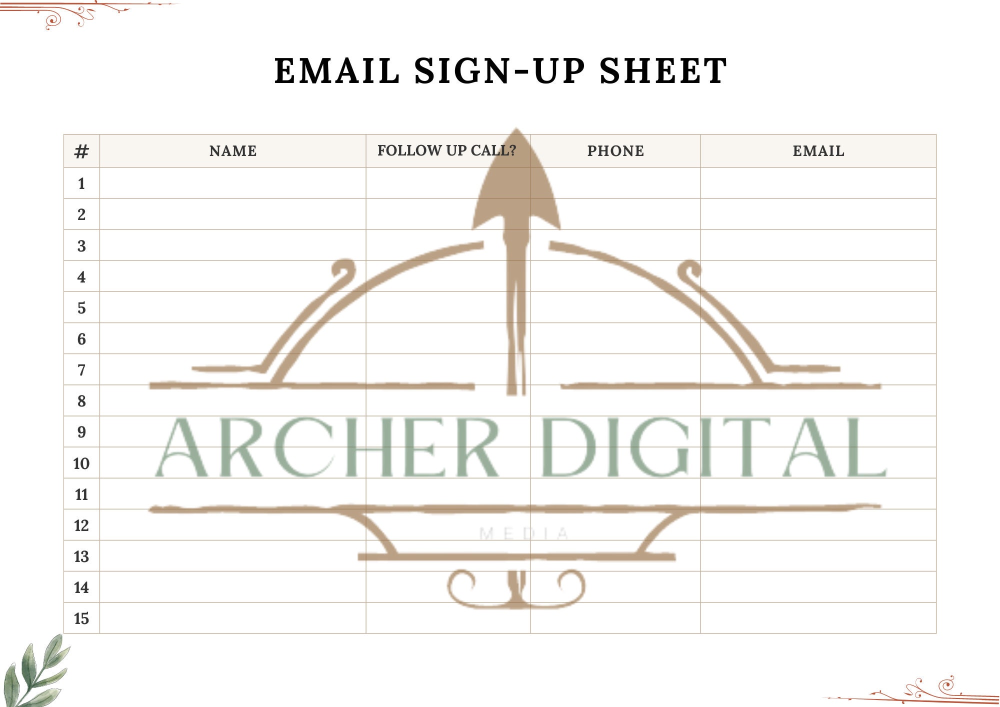 Email Sign up Sheet - Etsy