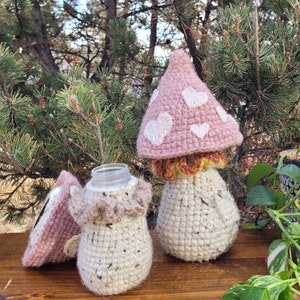 Mushroom Stash Jar CROCHET PATTERN pdf file Beginner Friendly (printable version included)