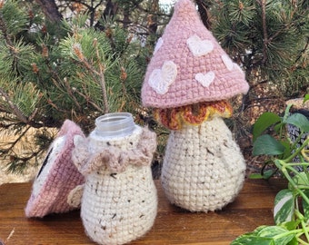 Mushroom Stash Jar CROCHET PATTERN pdf file Beginner Friendly