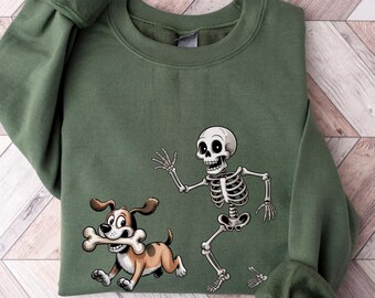 Funny Halloween Dog Sweatshirt, Skeleton Sweatshirt,  Funny Dog Skeleton Shirt,  Halloween Dog Lover Sweatshirt, Cute Skeleton Dog Shirt