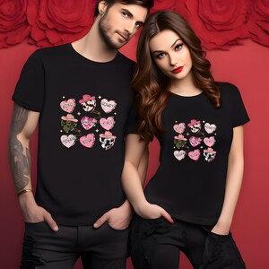 Cowhide Heart Valentine&#39;s Day T-Shirt: Western Style Tee