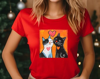 Express Your Love for Cats with This Valentines Day Cat Lovers Tee - Unique Valentine's Day Gift Idea - Gift for Valentine - Teens Tshirts