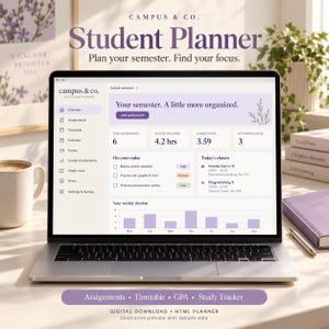 Campus & Co. | Student Assignment Tracker Pro | Offline HTML Planner, Study Organizer (Digital Download)