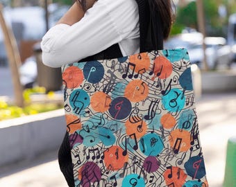 Bolsa para lecciones de música: bolsa de tela con notas musicales de colores, regalo para músicos, bolsa para profesores, bolsa para arte, bolsa para lecciones de piano, unisex