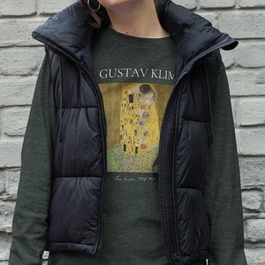 Gustav Klimt T Shirt Adult Unisex, The Kiss, Long Sleeve Tee | Gustav Klimt Shirt, Klimt Art Tee, Art Lover Gift