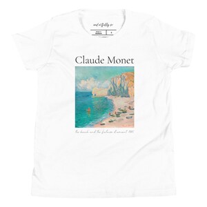 Monet T Shirt Kids, La Plage et La Falaise d&#39;Amont, Tee Art Unisex Kids | T-shirt Claude Monet, chemise d&#39;étudiant en art, T-shirt d&#39;art pour adolescents