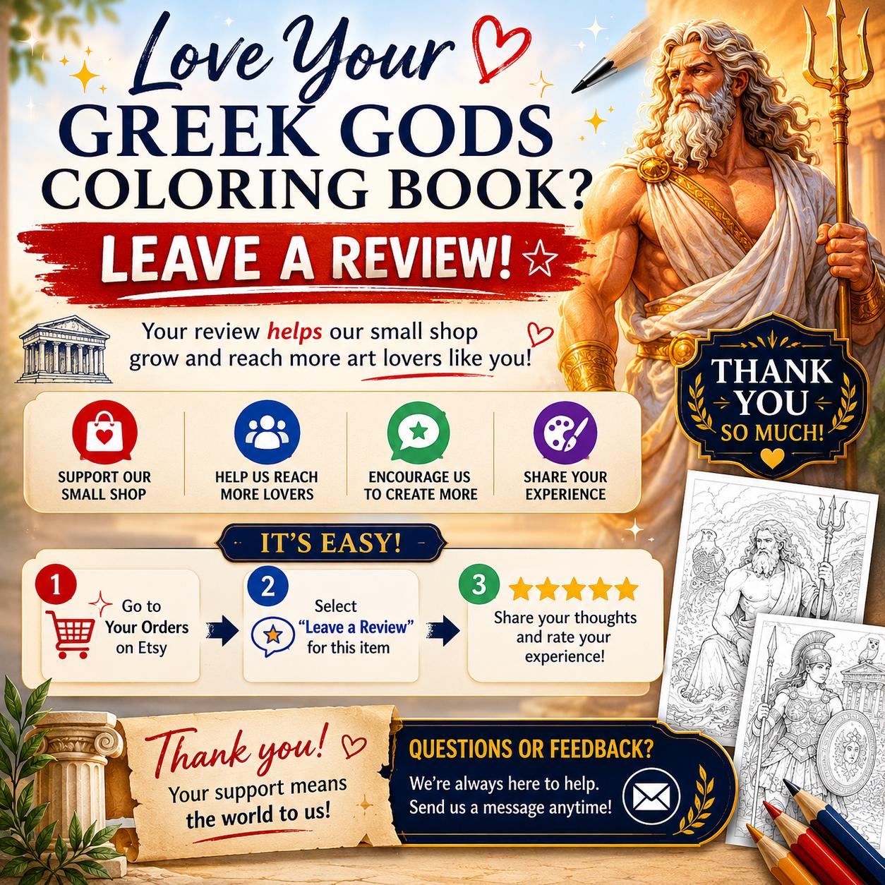 Greek Gods and Goddesses Coloring Book | 50 Hand-drawn Pages for Kids ...